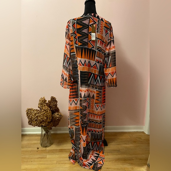 Monif C. Aztec Orange Swim Coverup. - Picture 6 of 7